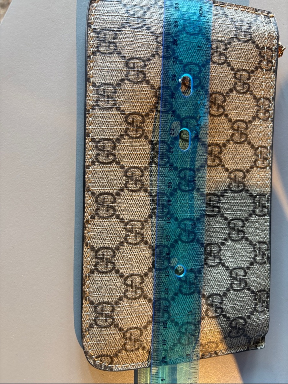 Gucci Gray/Black GG Monogram Zip Wallet - Picture 4 of 5